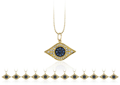 Gold Plated Evil Eye Pendant CZ Studded